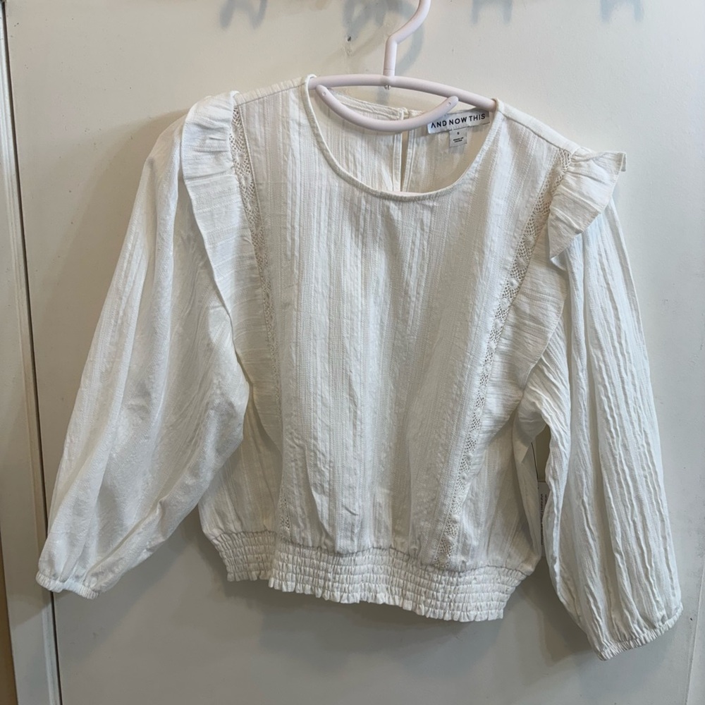 White Ruffled Long Sleeve Blouse
